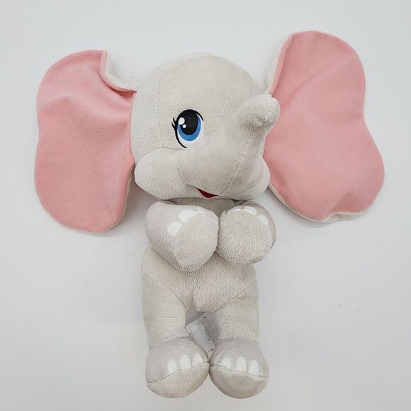 Disney Dumbo Baby Elephant Plush 8" Gray Large Pink Ears Stuffed Animal Lovey - Picture 1 of 12